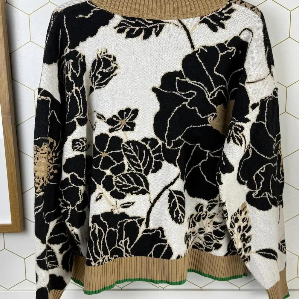 Maeve by Anthropologie Tan Montana Mock-Neck Half-Zip Sweater - Size - Medium - Picture 4 of 9